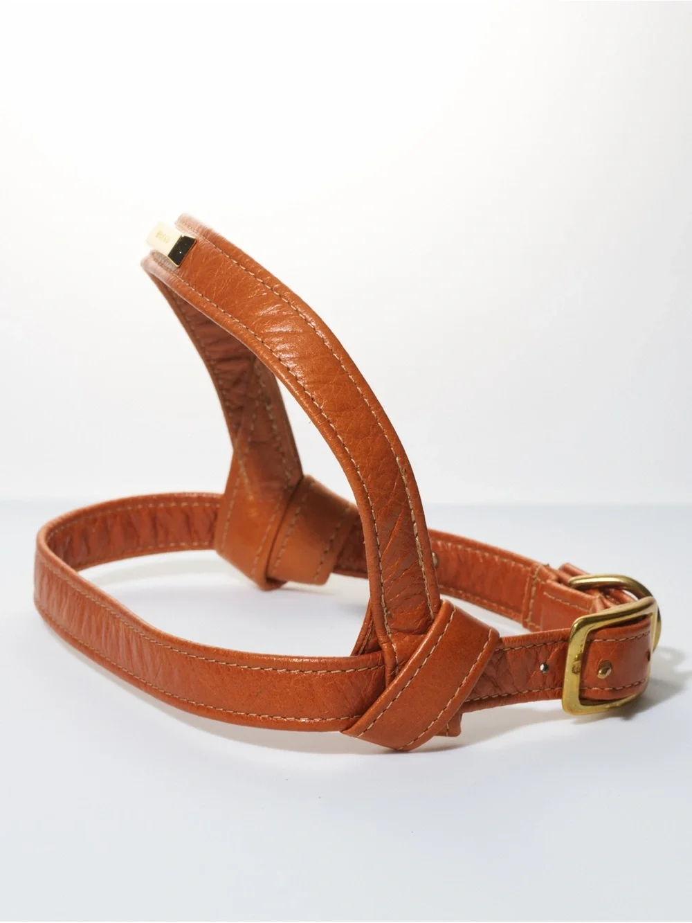 Dog Harness Hound Collection Belted Leather Harness Genuine Cognac Brown Leather
